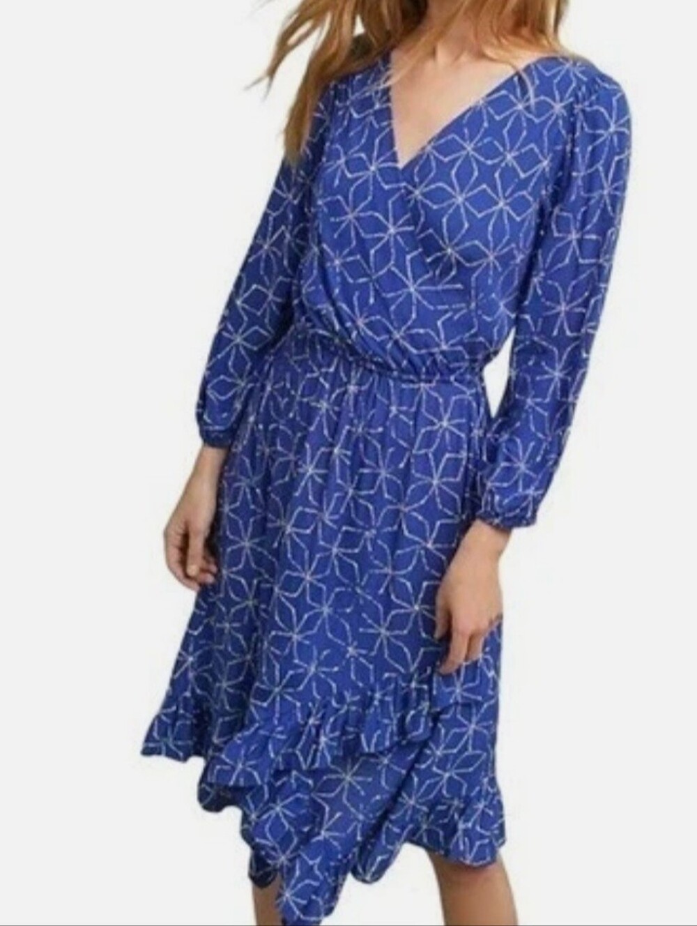 Anthropologie x Plenty by Tracy Reese Aleah Blue & White Floral Midi Dress